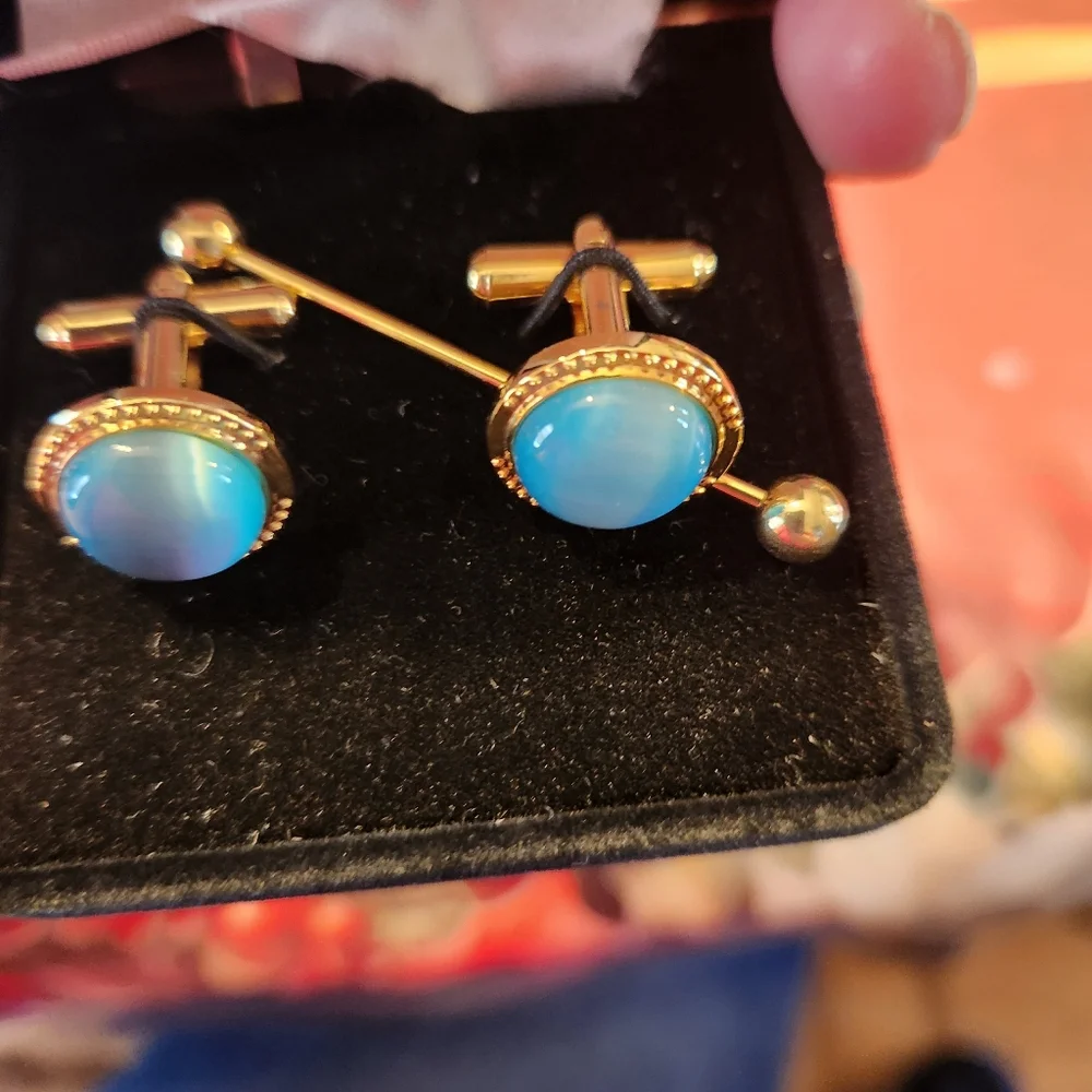 Rare Enrico Capucci Blue and Gold Cufflinks.